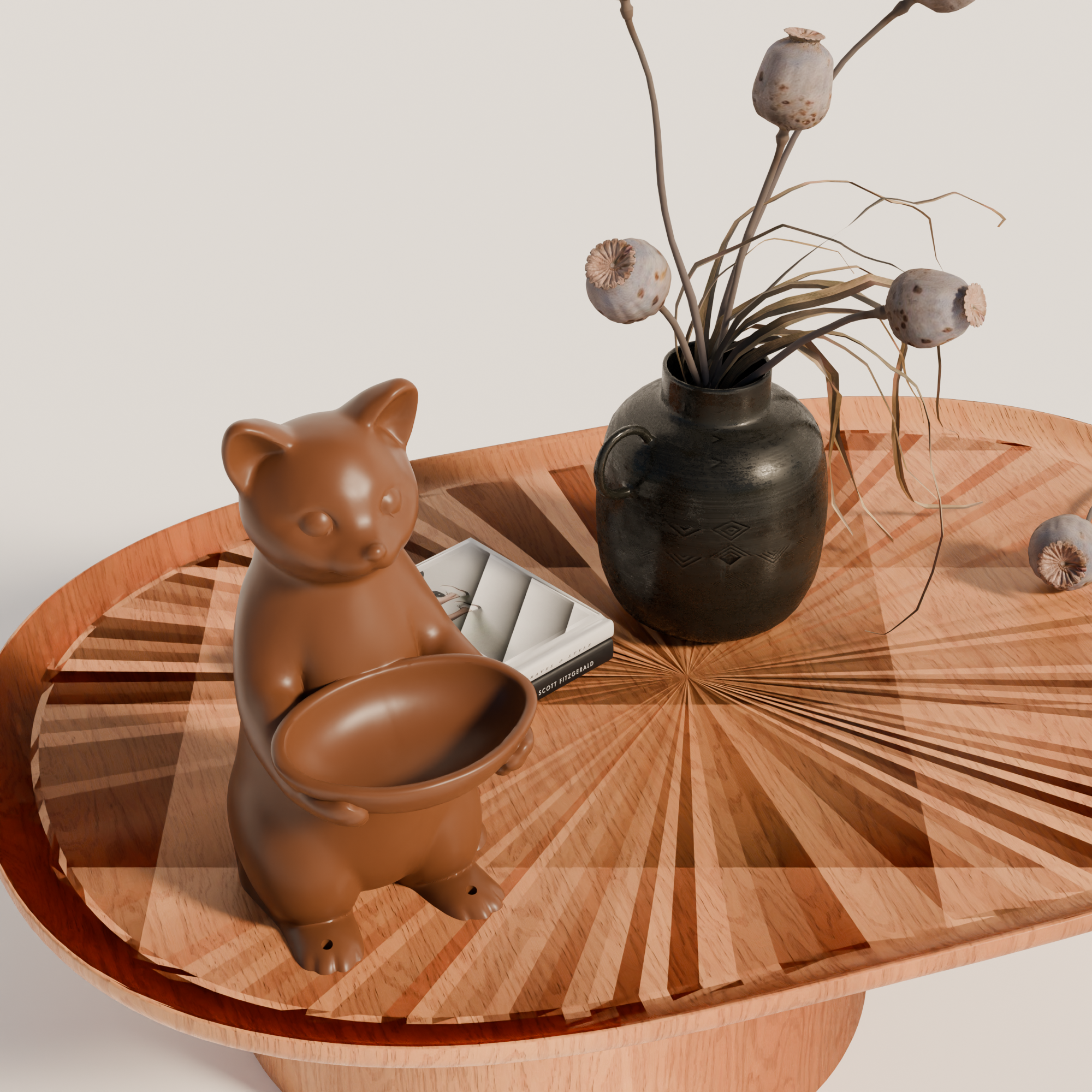 Fiastra Cat Key Holder - Brown - cat bruin sfeerbeeld tafel 2