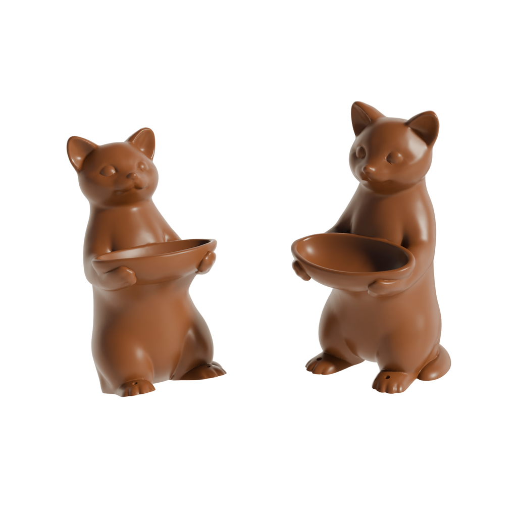 Fiastra Cat Key Holder - Brown - cat bruin twee aanzichten 1
