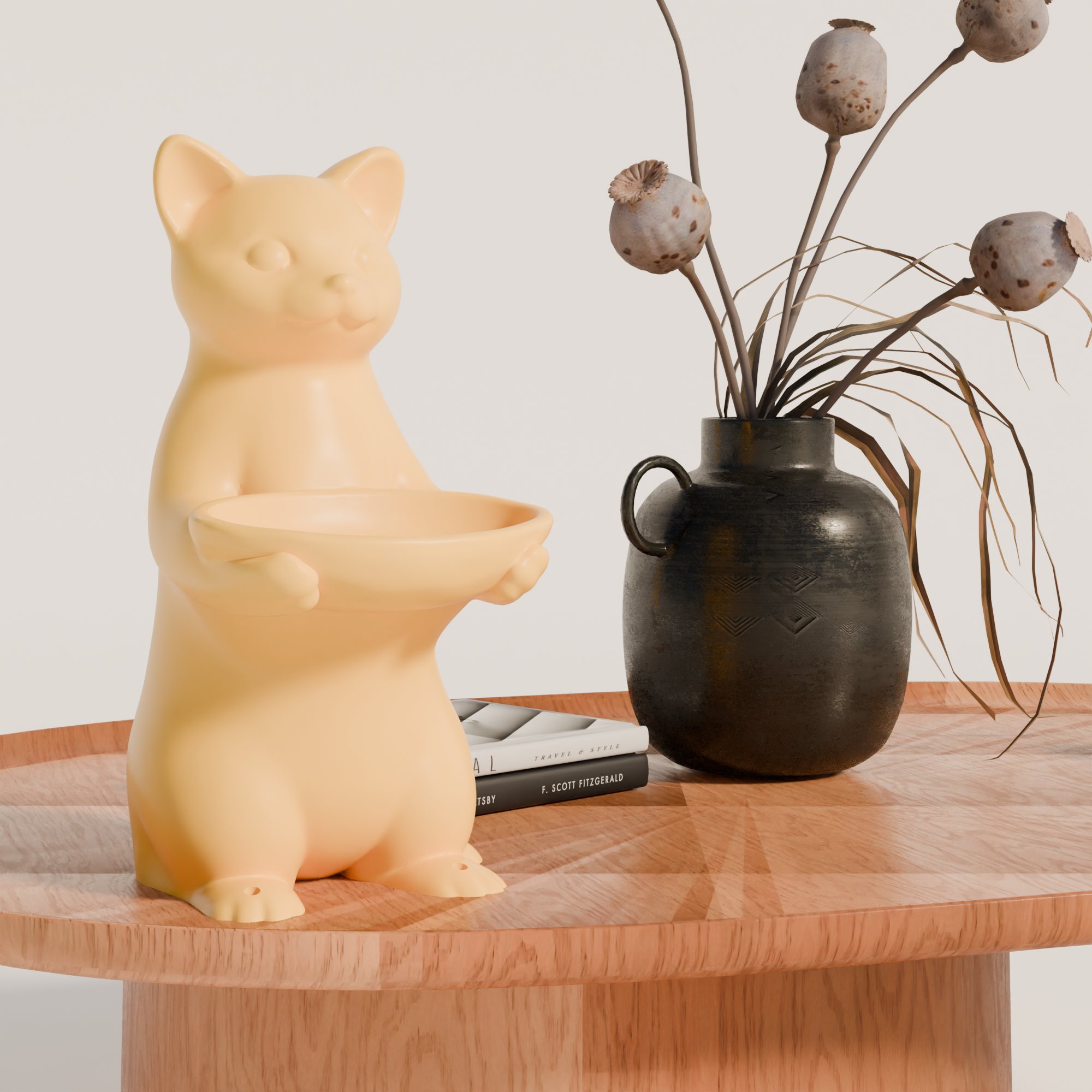 Fiastra Cat Key Holder - Yellow - cat geel sfeerbeeld tafel 1