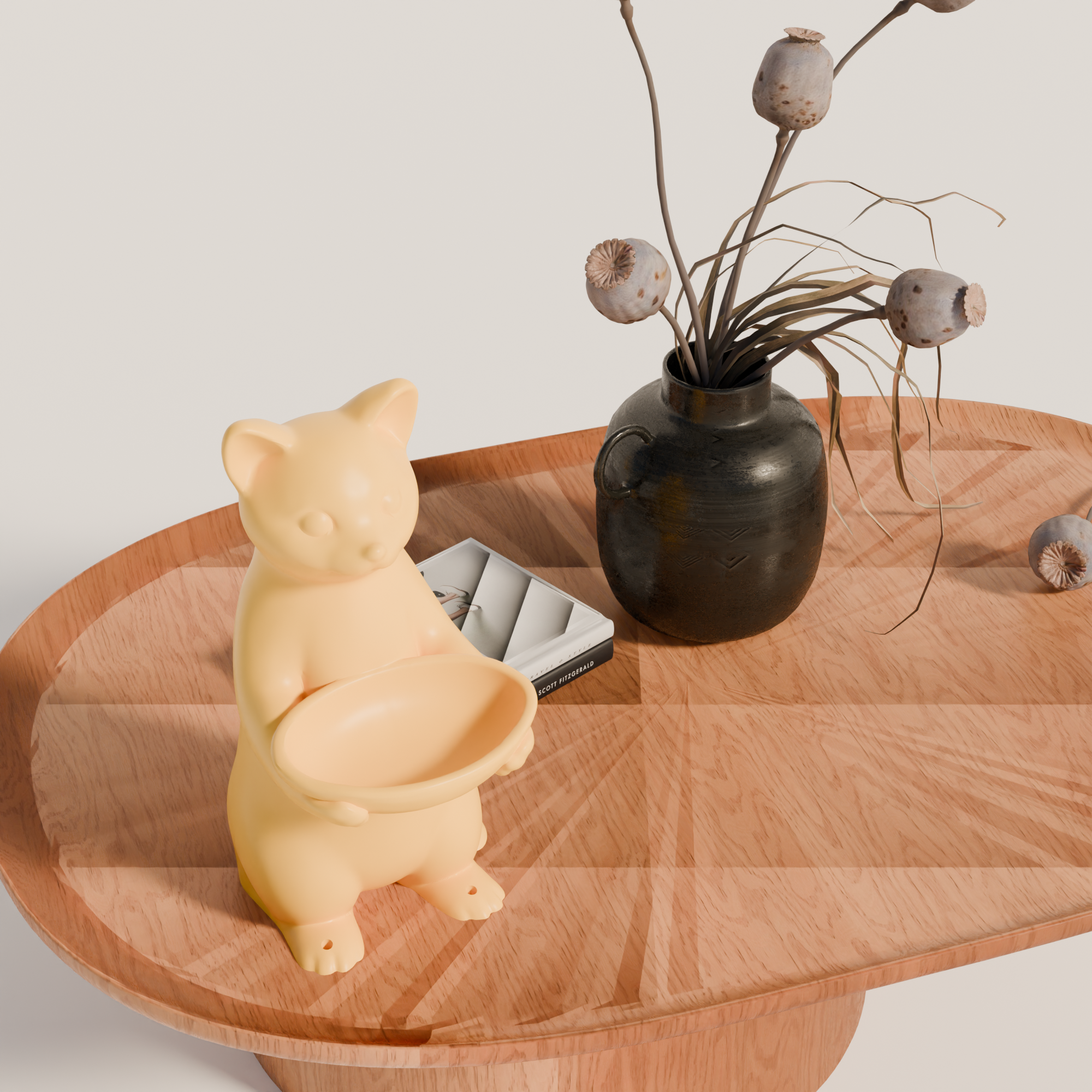 Fiastra Cat Key Holder - Yellow - cat geel sfeerbeeld tafel 2