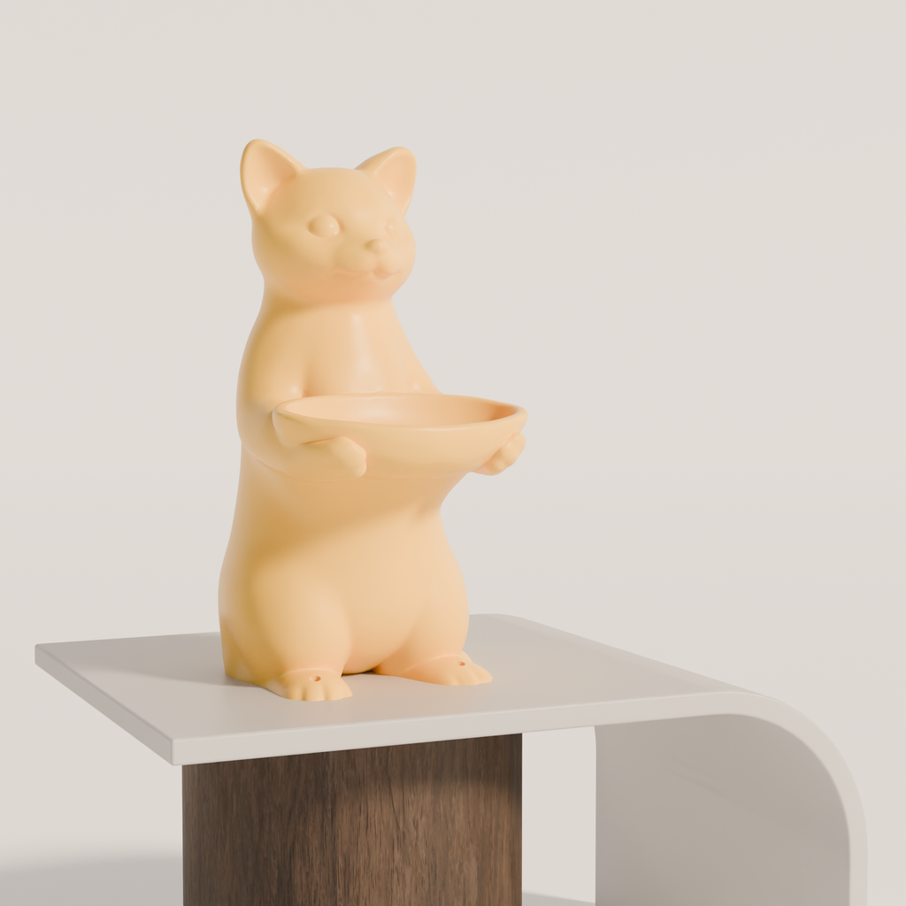 Fiastra Cat Key Holder - Yellow - cat geel sokkel 2