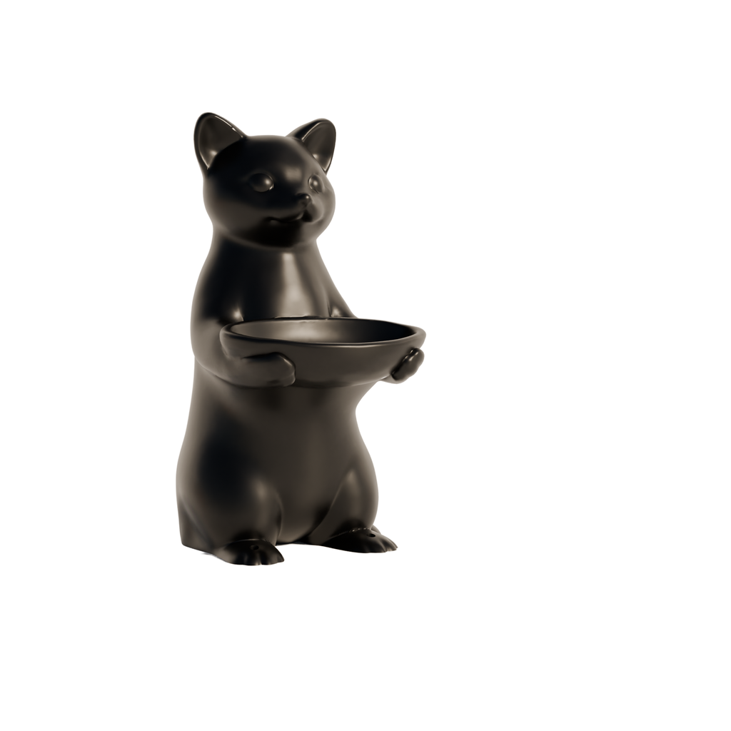 Fiastra Cat Key Holder - Black - cat zwart sokkel 1
