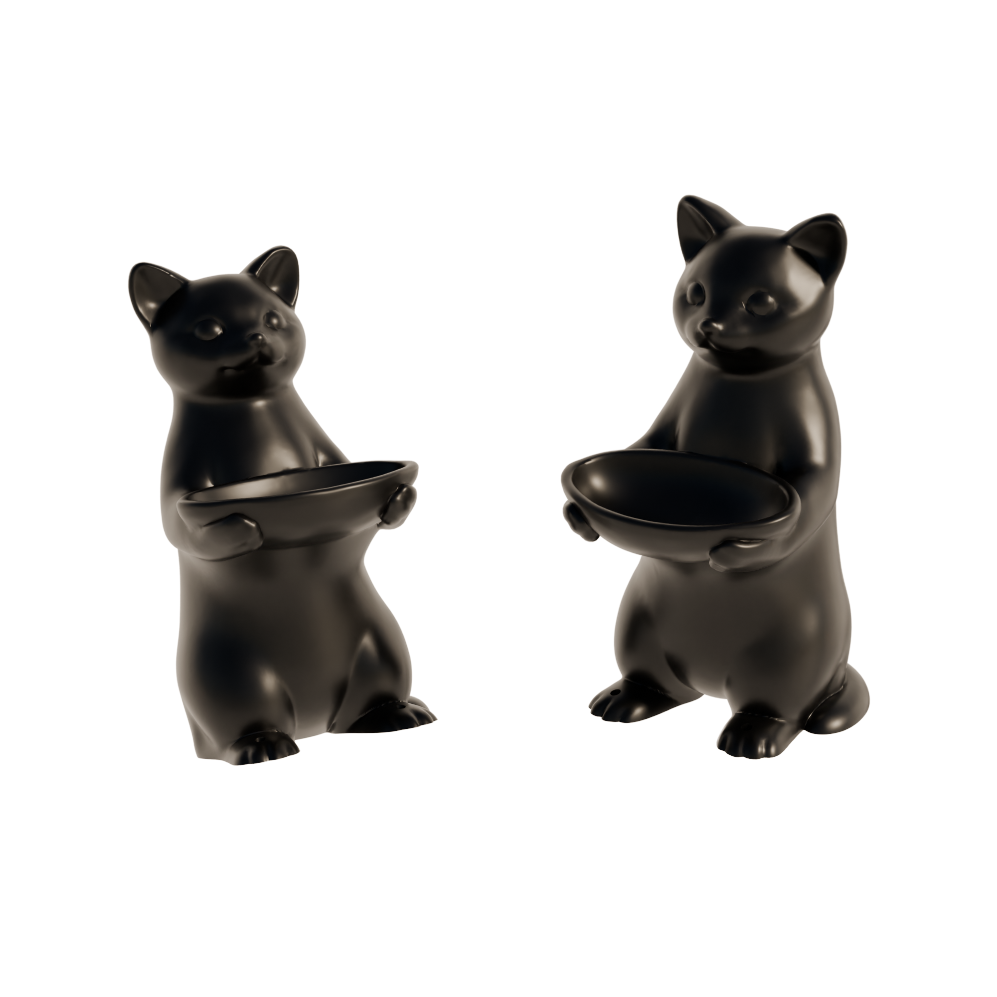 Fiastra Cat Key Holder - Black - cat zwart twee aanzichten 1