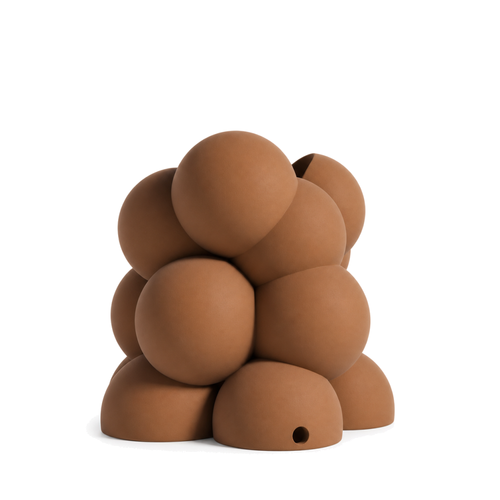Bollare Sculptural Vase – cognac brown front view bollare sculptural vase
