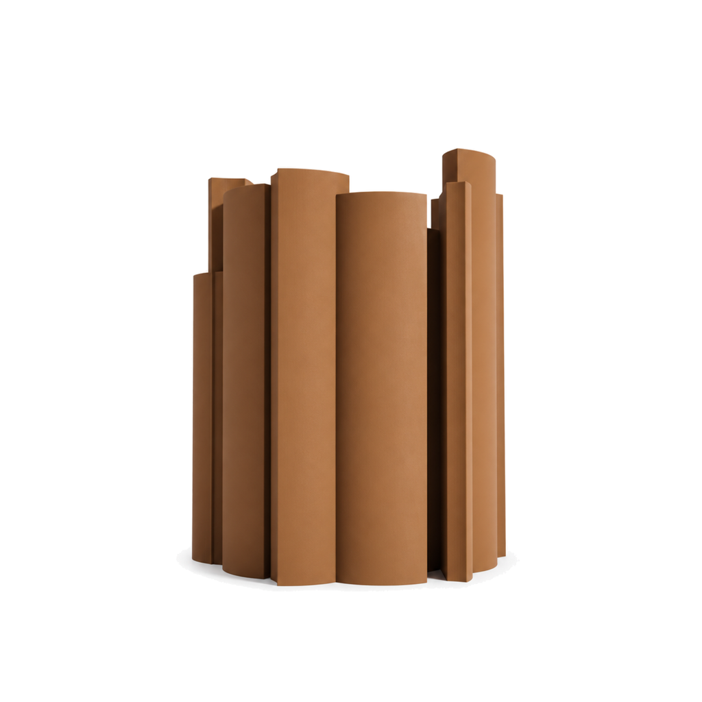 Marova Sculptural Vase – cognac brown front view marova sculptural vase