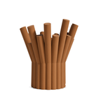 Rivolo Sculptural Vase – cognac brown front view rivolo sculptural vase