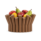 Fiastra Rivolo Fruit Bowl – cognac brown front view with fruit fiastra rivolo fruit bowl