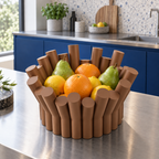 Fiastra Rivolo Fruit Bowl – cognac brown lifestyle blue kitchen fiastra rivolo fruit bowl