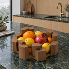 Fiastra Marova Fruit Bowl – cognac brown lifestyle green marble kitchen marova fruit bowl