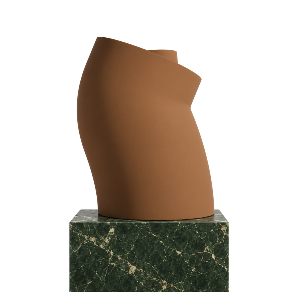Curva Sculptural Vase – cognac brown signature marble curva sculptural vase