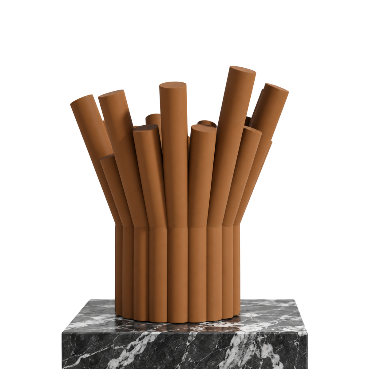 Rivolo Sculptural Vase – cognac brown signature marble rivolo sculptural vase