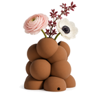 Bollare Sculptural Vase – cognac brown styled product view bollare sculptural vase