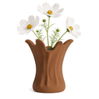Ondara Sculptural Vase – cognac brown styled product view ondara sculptural vase