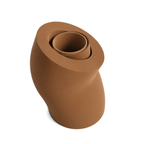 Curva Sculptural Vase – cognac brown three quarter view curva sculptural vase