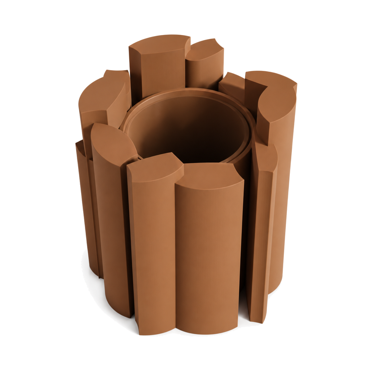 Marova Sculptural Vase – cognac brown three quarter view marova sculptural vase