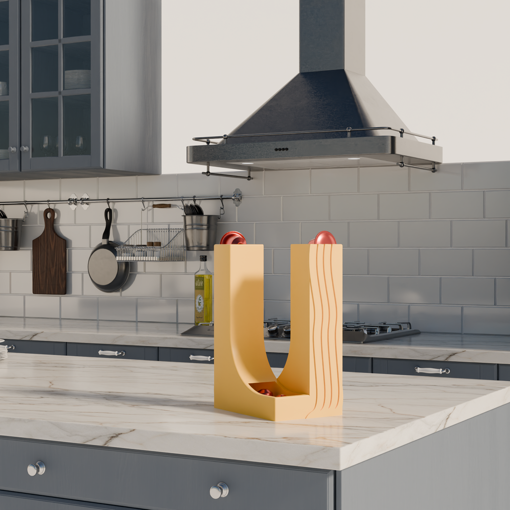 Fiastra Curva Nespresso Capsule Dispenser - Yellow - curva geel sfeerbeeld keuken 1