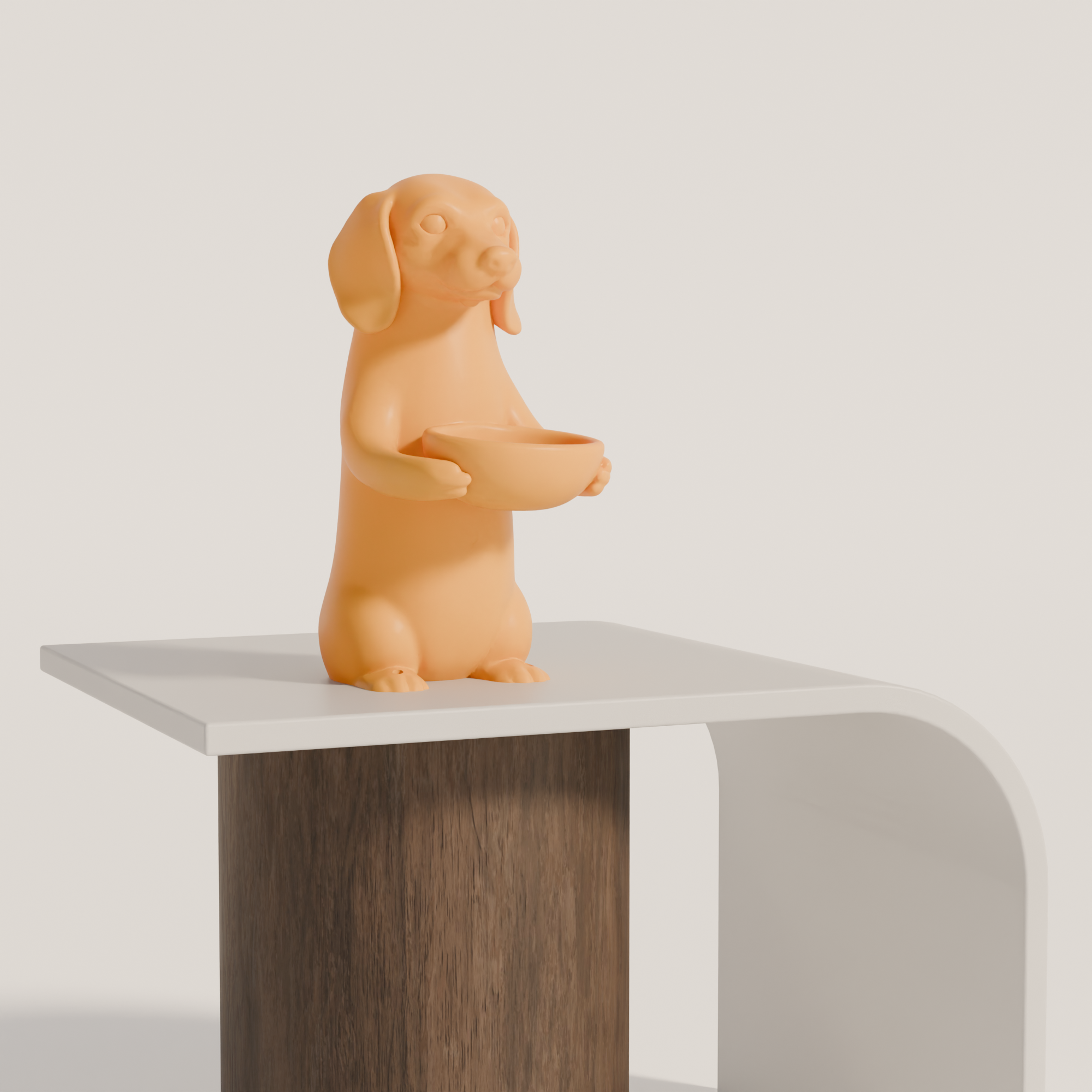 Fiastra Dachshund Key Holder - Yellow - dachshund geel sokkel 1