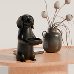 Fiastra Dachshund Key Holder - Black - dachshund zwart sfeerbeeld tafel 1