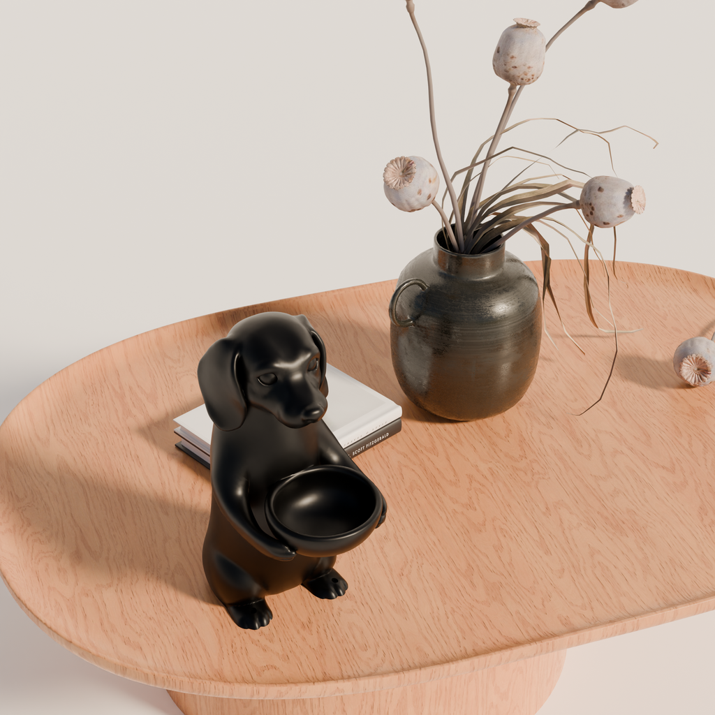 Fiastra Dachshund Key Holder - Black - dachshund zwart sfeerbeeld tafel 2