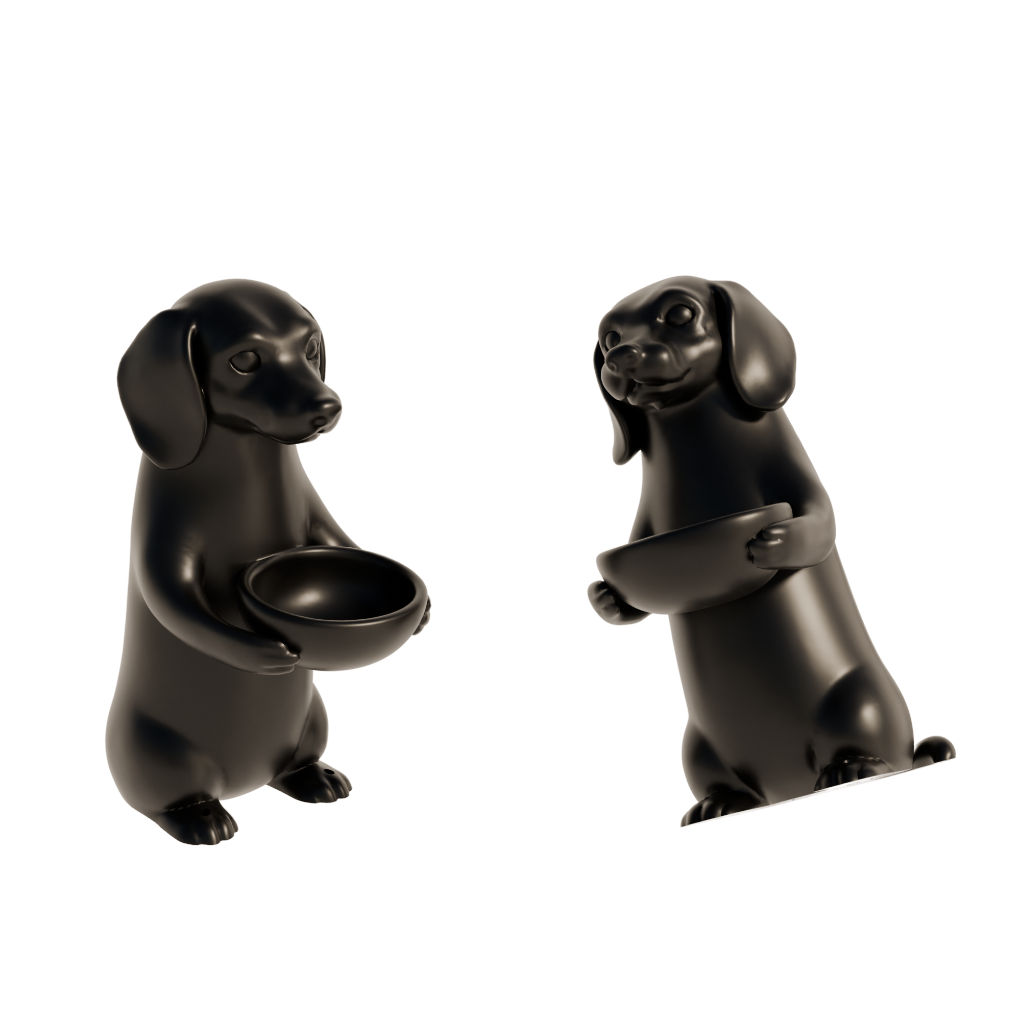 Fiastra Dachshund Key Holder - Black - dachshund zwart twee aanzichten 1