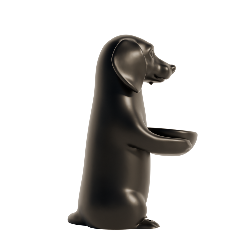 Fiastra Dachshund Key Holder - Black - dachshund zwart zijaanzicht 1