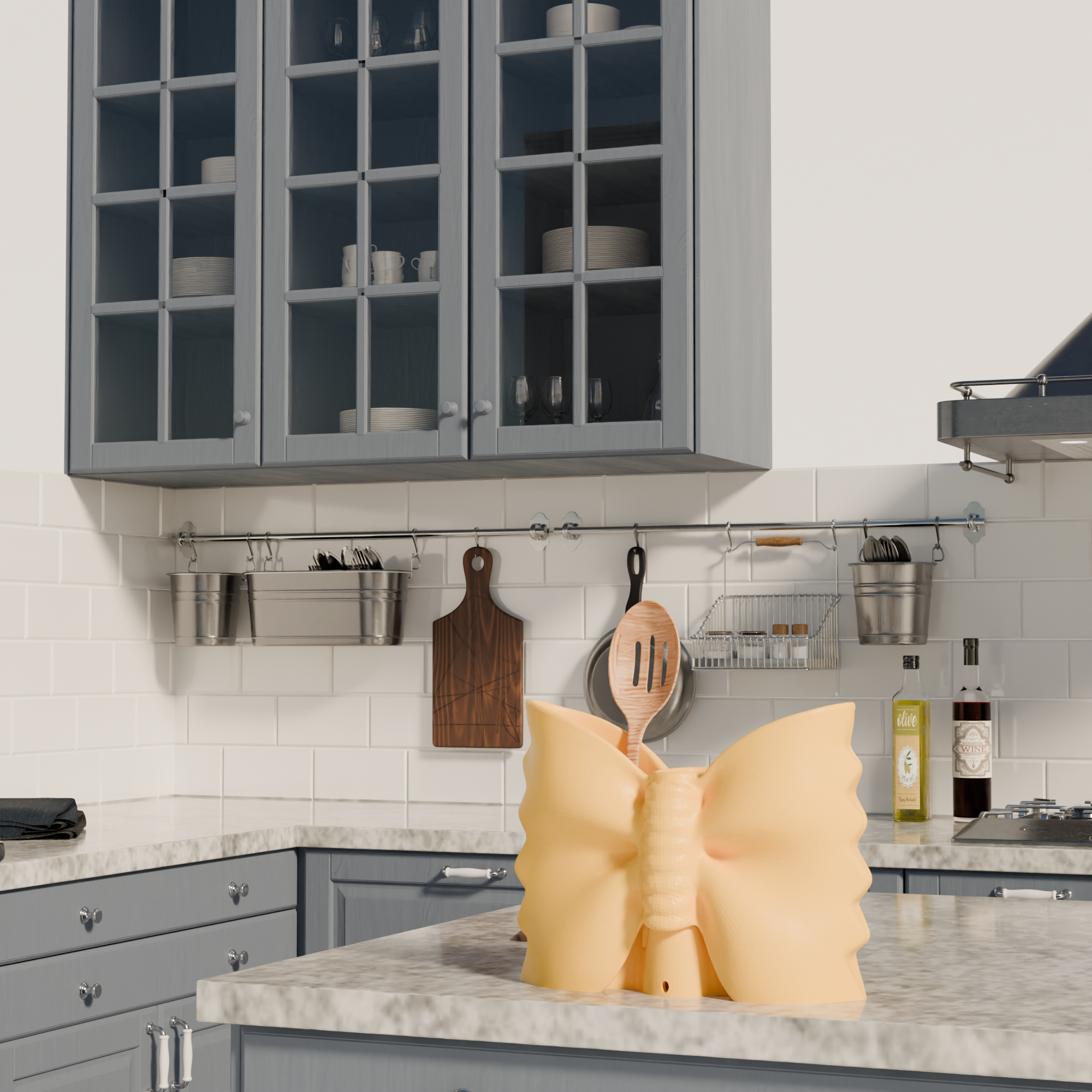Fiastra Farfalle Kitchen Utensil Holder - Yellow - farfalle geel sfeerbeeld keuken 1