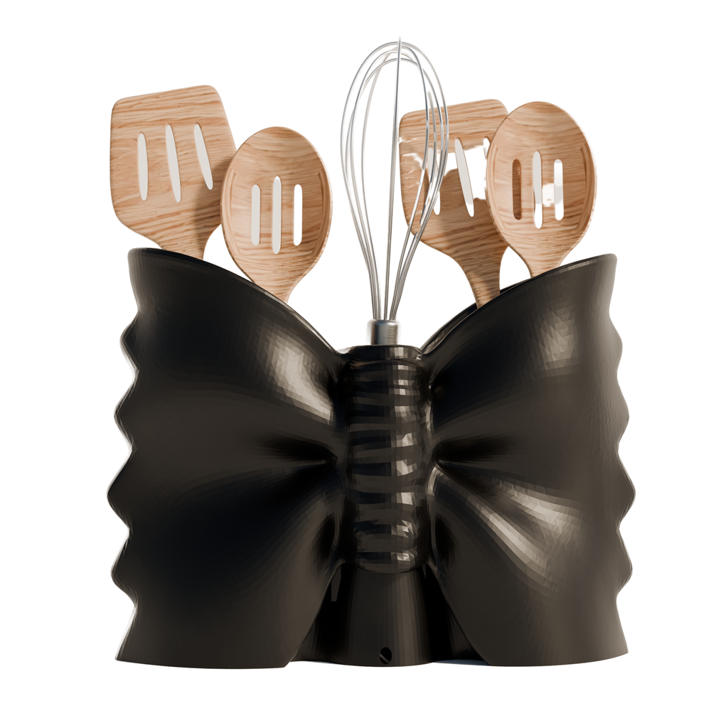 Fiastra Farfalle Kitchen Utensil Holder - Black - farfalle zwart met keukengerei 2