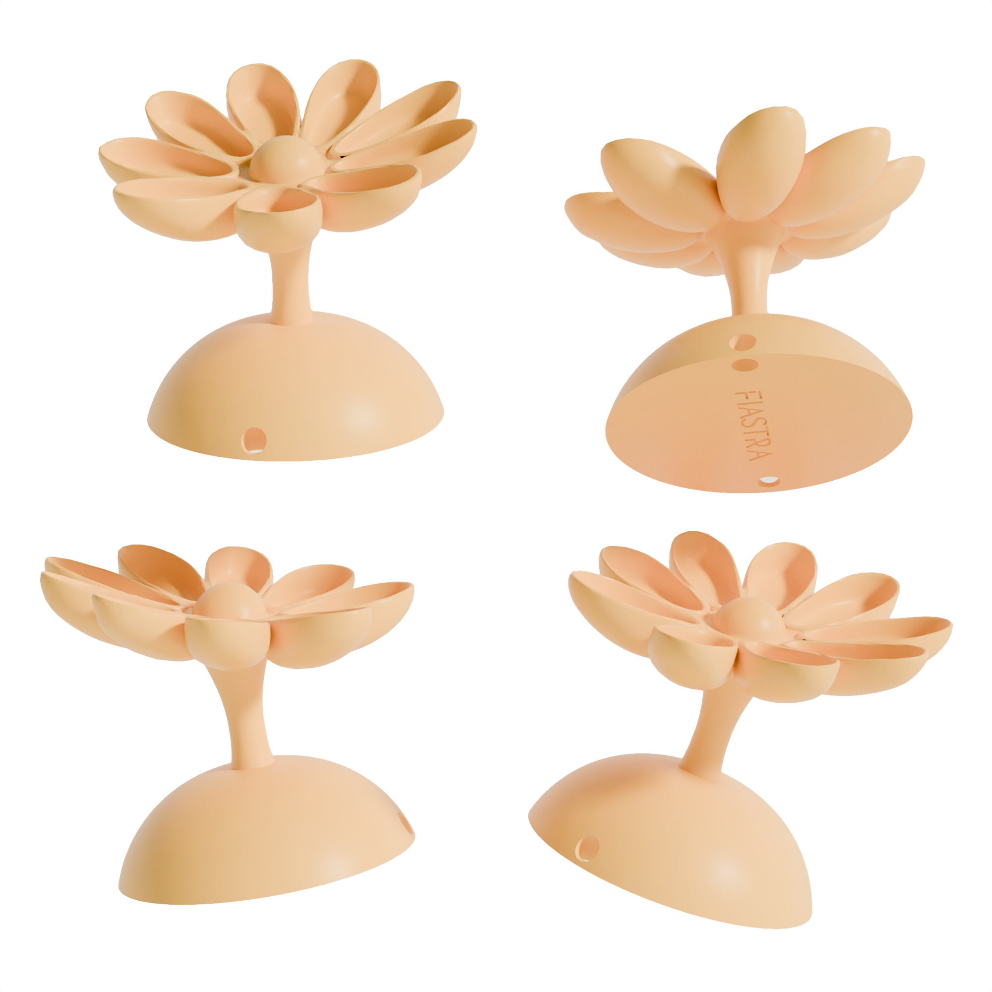 Fiastra Flora Key Holder - Yellow - flora geel vier aanzichten 1
