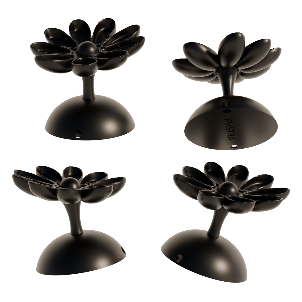 Fiastra Flora Key Holder - Black - flora zwart vier aanzichten 1