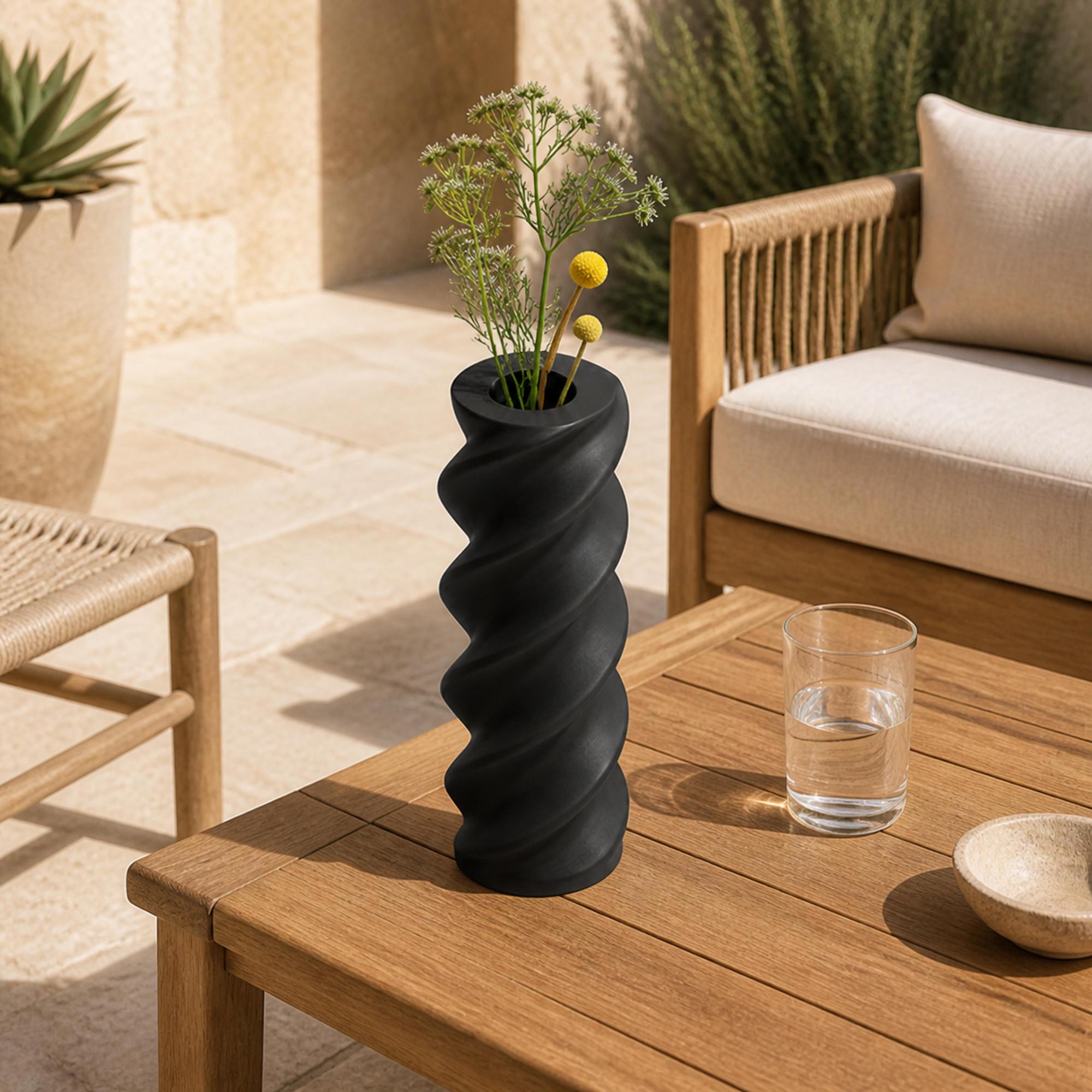 Fusilli Pasta Vase - Black
