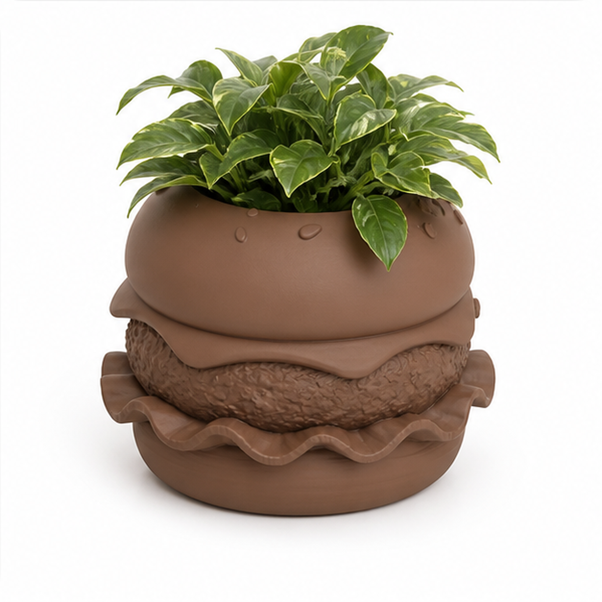 Hamburger Plant Pot Vase - Brown