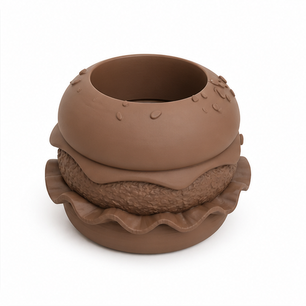 Hamburger Plant Pot Vase - Brown