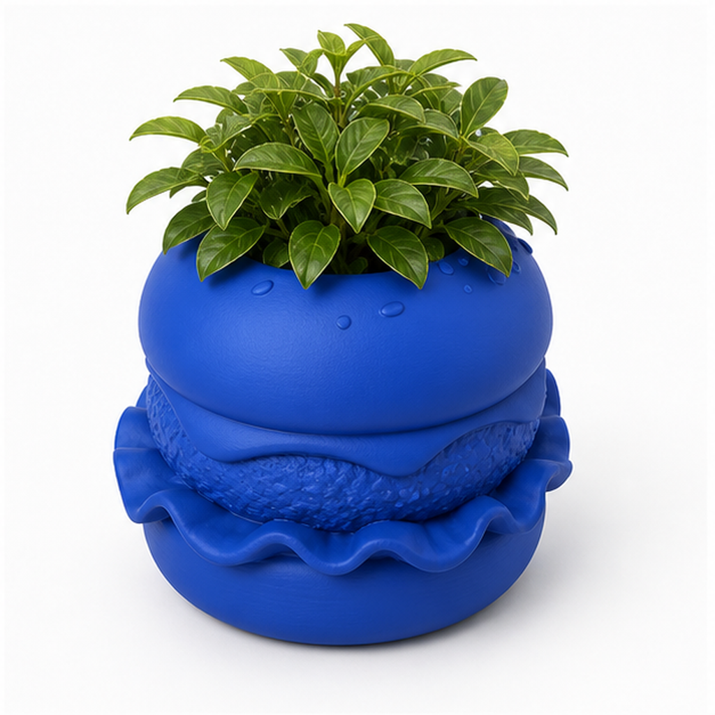 Hamburger Plant Pot Vase - Royal Blue