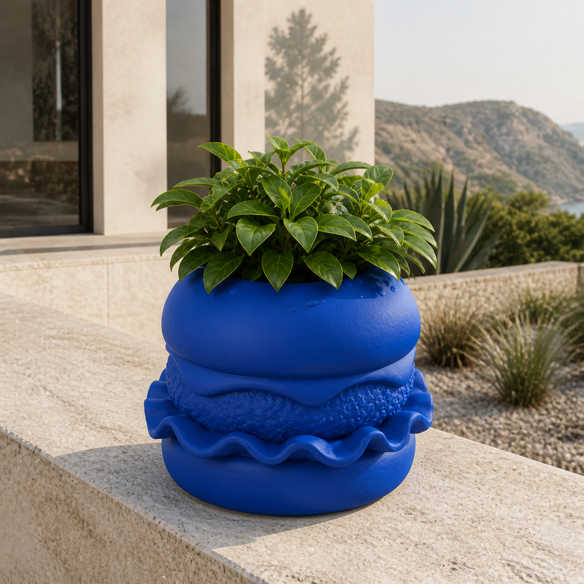 Hamburger Plant Pot Vase - Royal Blue