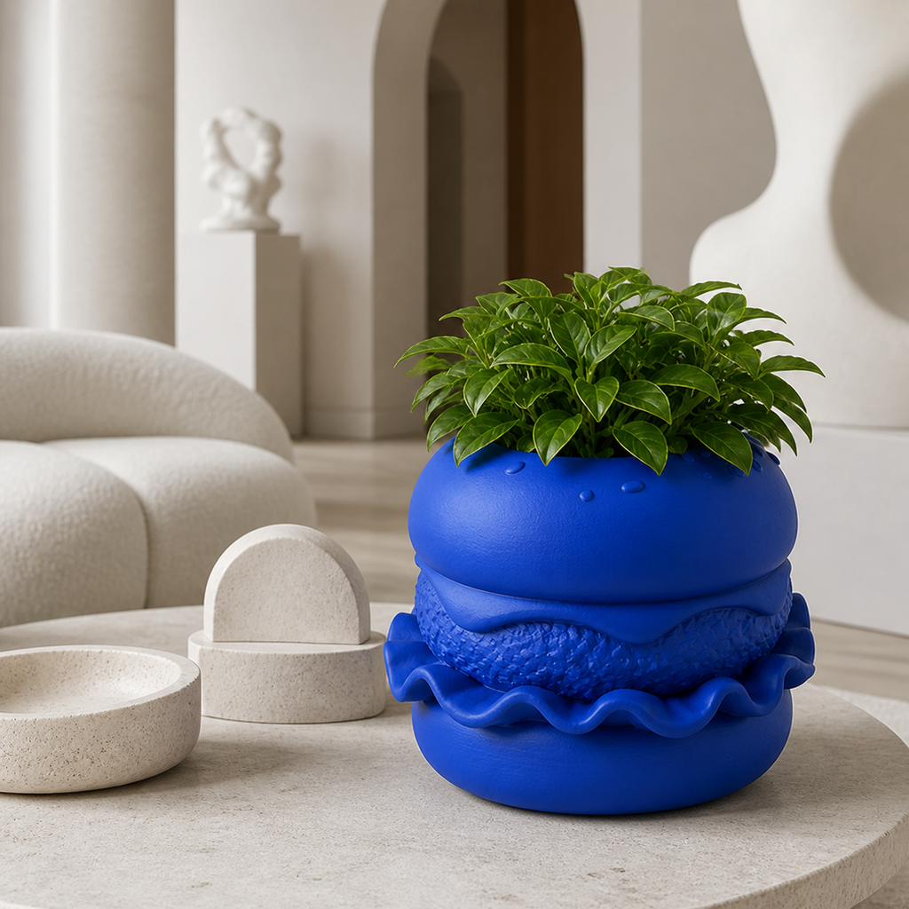 Hamburger Plant Pot Vase - Royal Blue