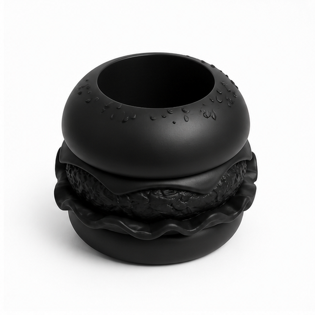 Hamburger Plant Pot Vase - Black