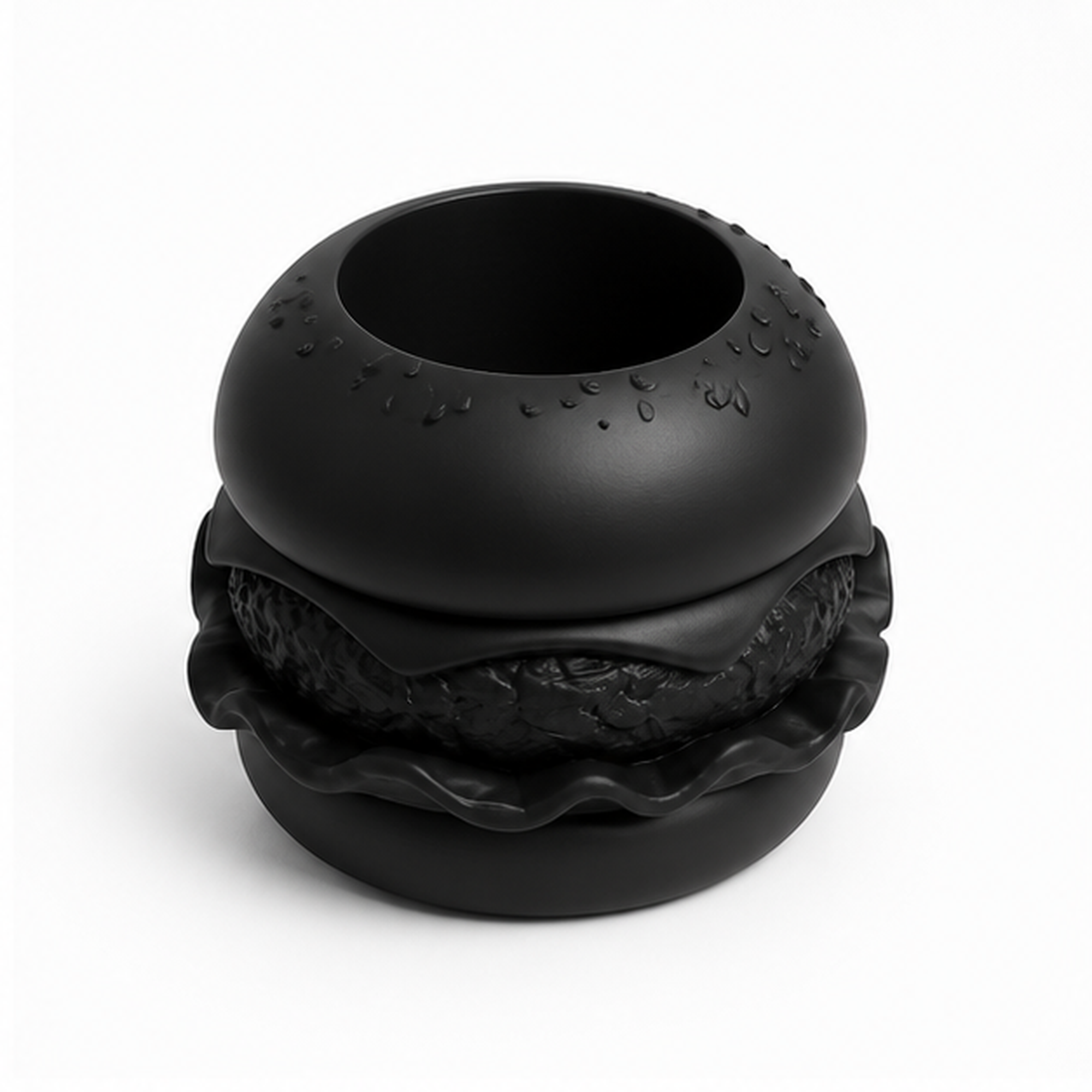 Hamburger Plant Pot Vase - Black