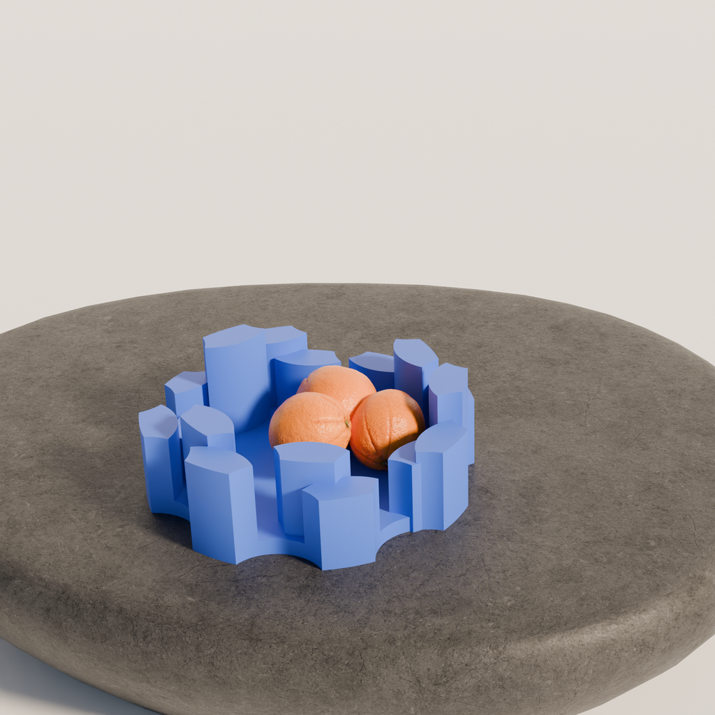 Fiastra Marova Fruit Bowl - Blue - marova fruitschaal blauw sfeerbeeld sokkel 2