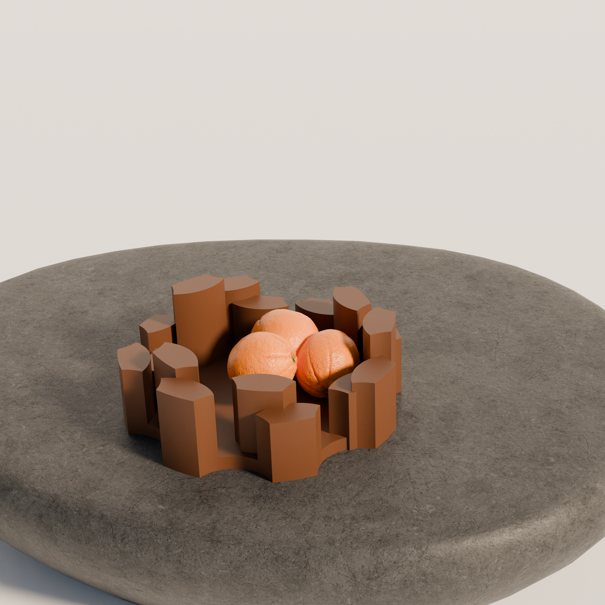 Fiastra Marova Fruit Bowl - Brown - marova fruitschaal bruin sfeerbeeld sokkel 2