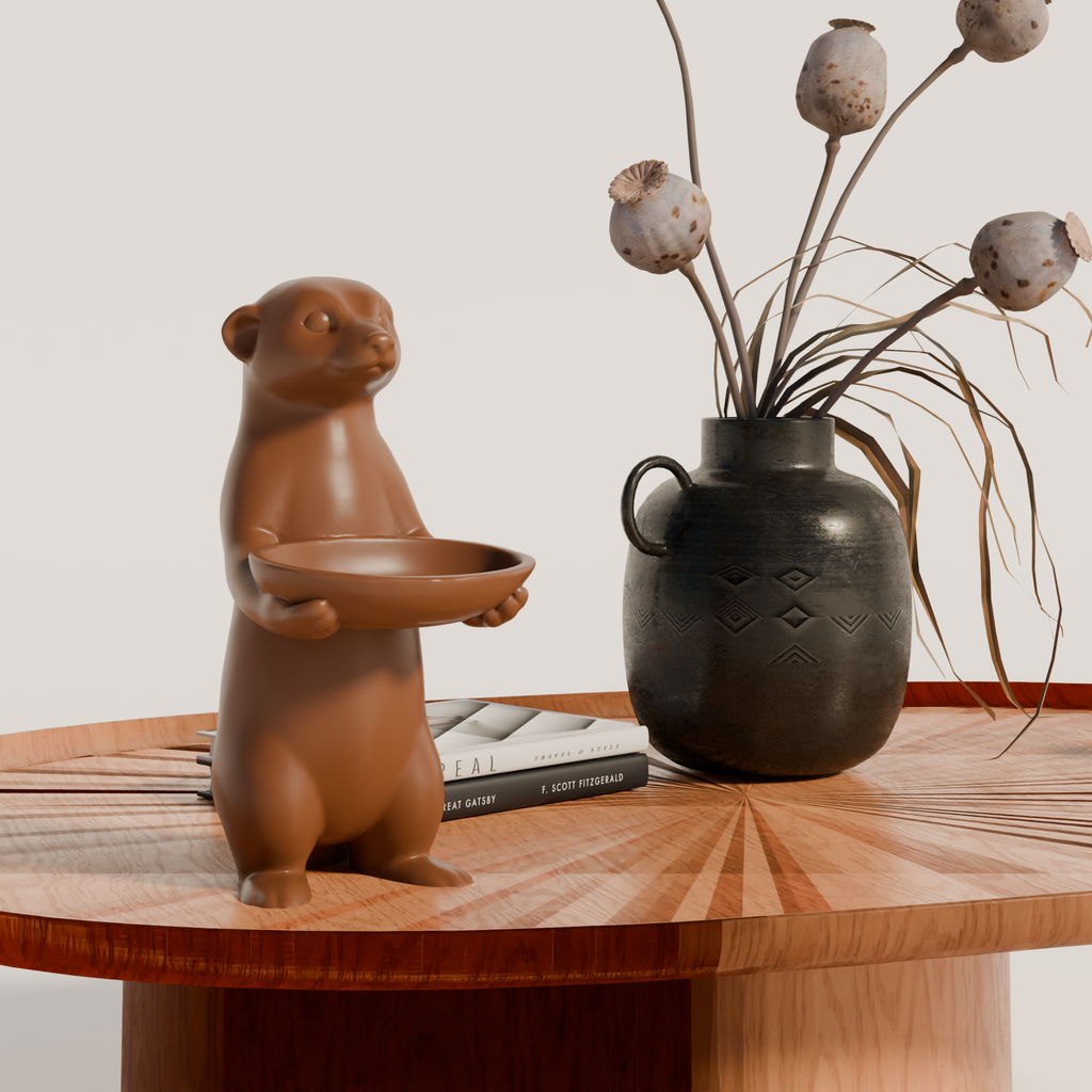 Fiastra Meerkat Key Holder - Brown - meerkat bruin sfeerbeeld tafel 1