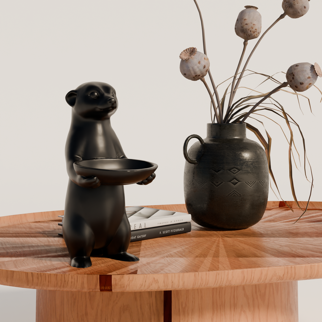 Fiastra Meerkat Key Holder - Black - meerkat zwart sfeerbeeld tafel 1