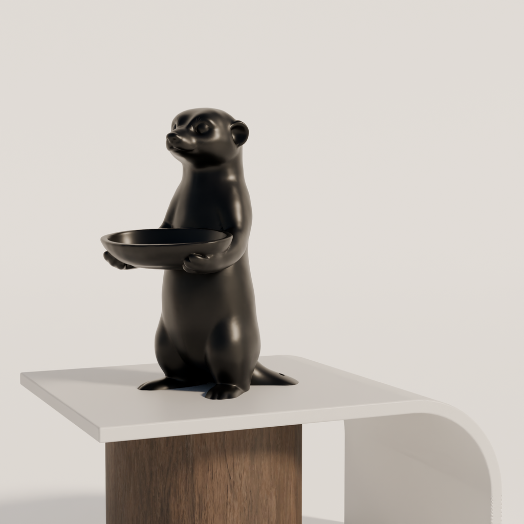 Fiastra Meerkat Key Holder - Black - meerkat zwart sokkel 1