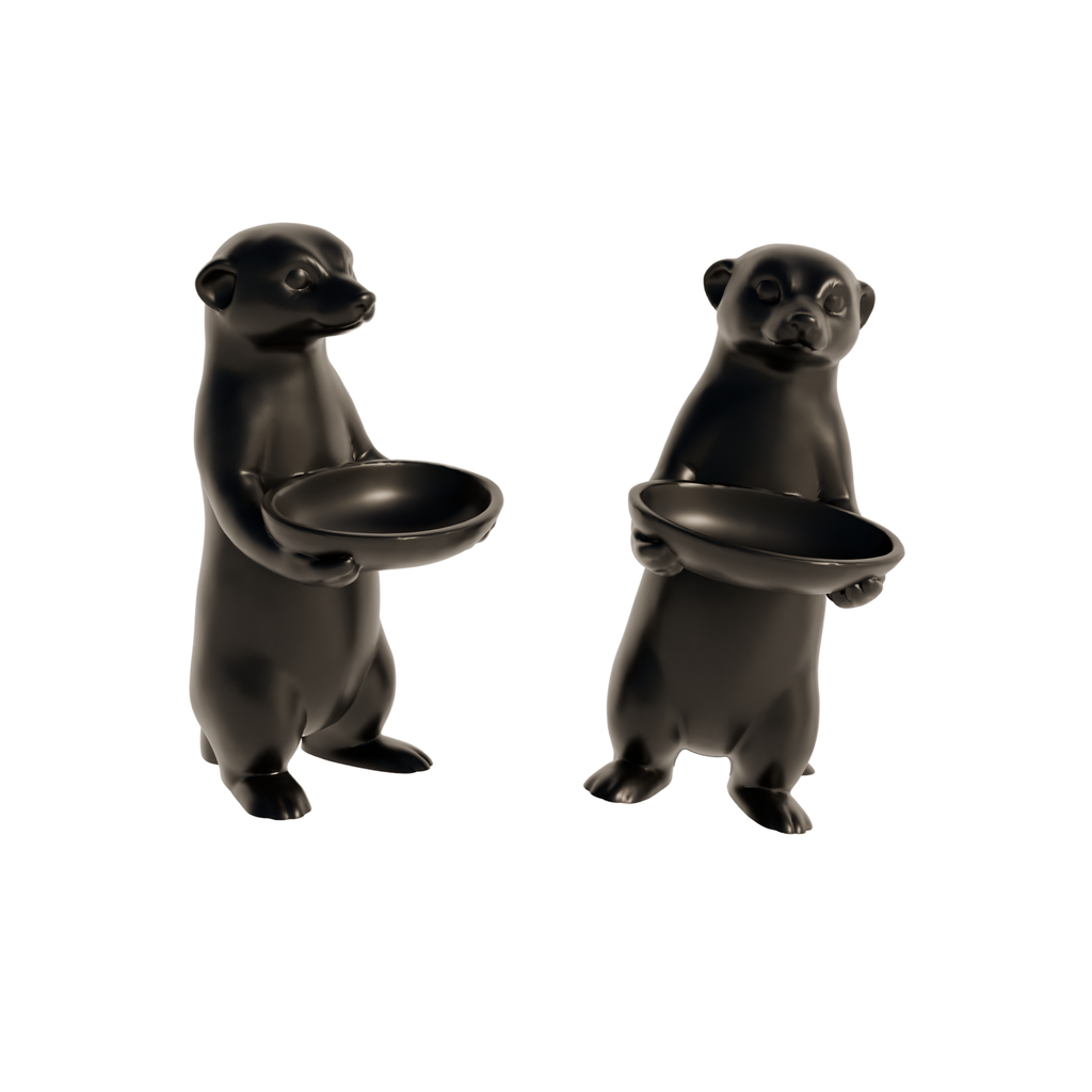 Fiastra Meerkat Key Holder - Black - meerkat zwart twee aanzichten 1