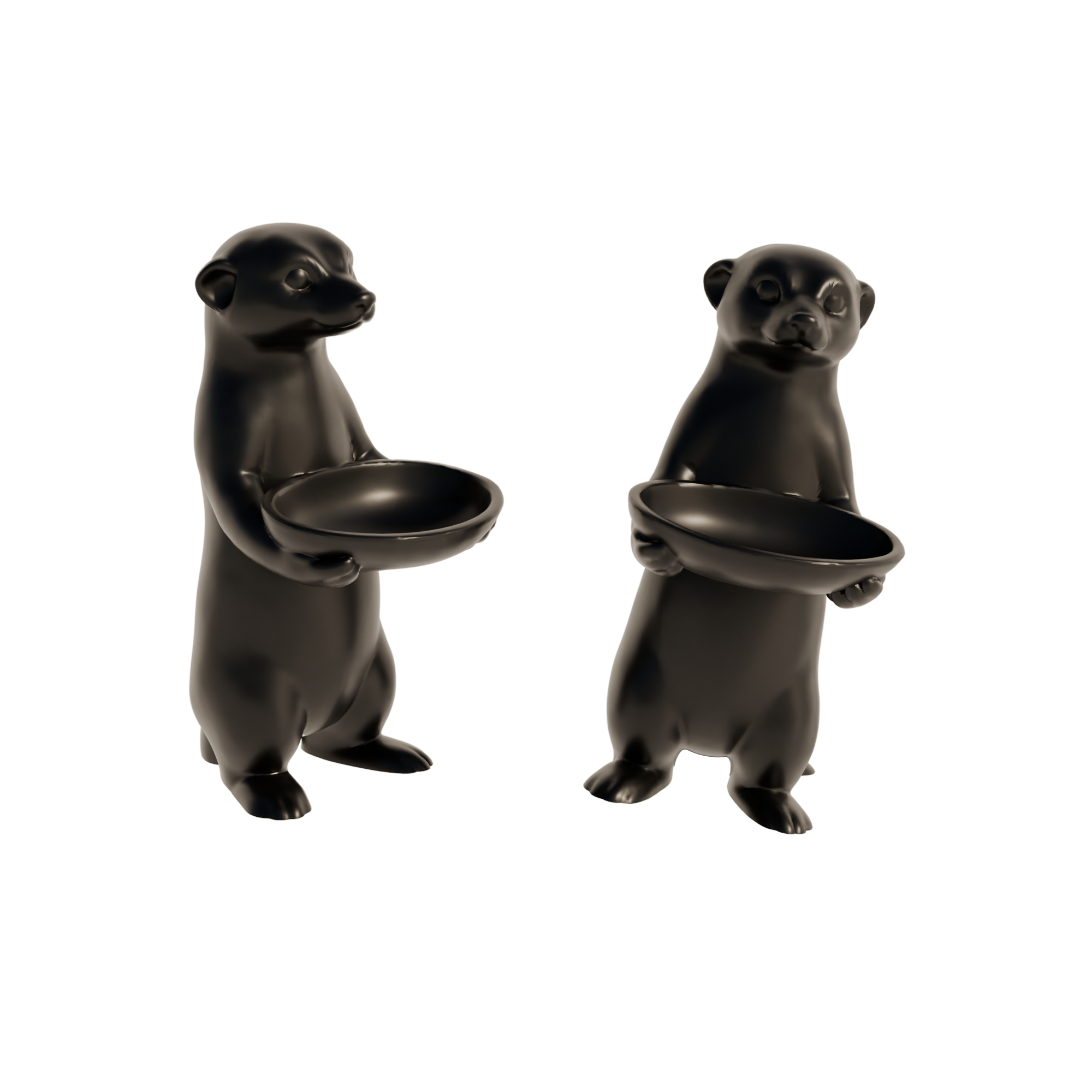 Fiastra Meerkat Key Holder - Black - meerkat zwart twee aanzichten 1