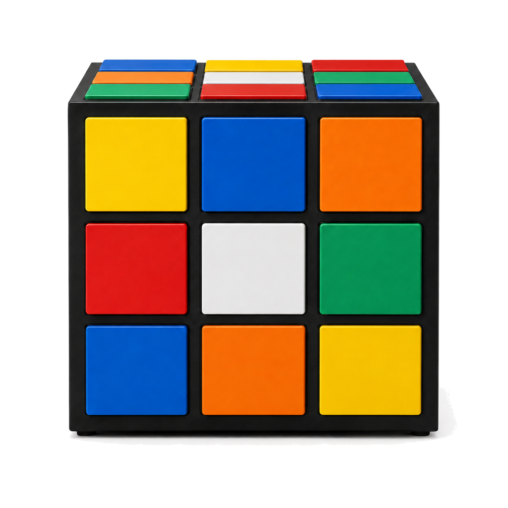 Retro Cube Coffee Table – multicolor front view