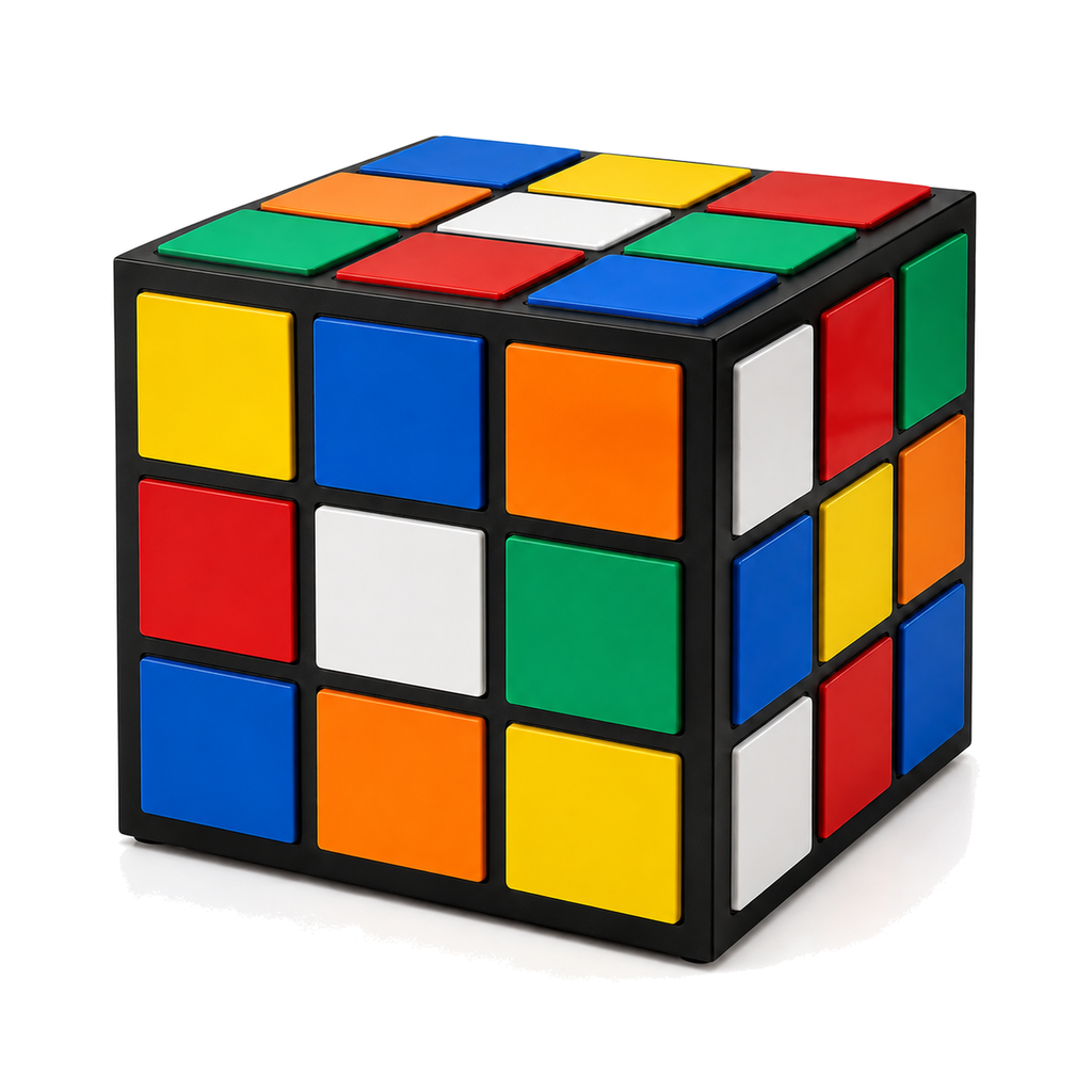 Retro Cube Coffee Table – multicolor low angle studio