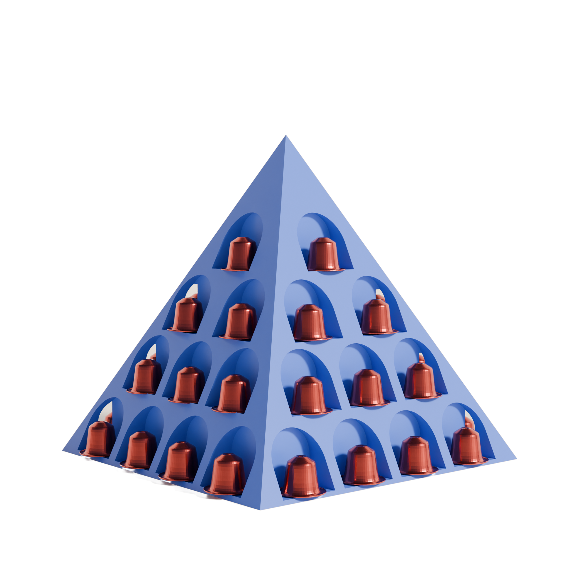 Fiastra Pyramid Nespresso Capsule Organizer - Blue - pyramid blauw gevuld vooraanzicht 1