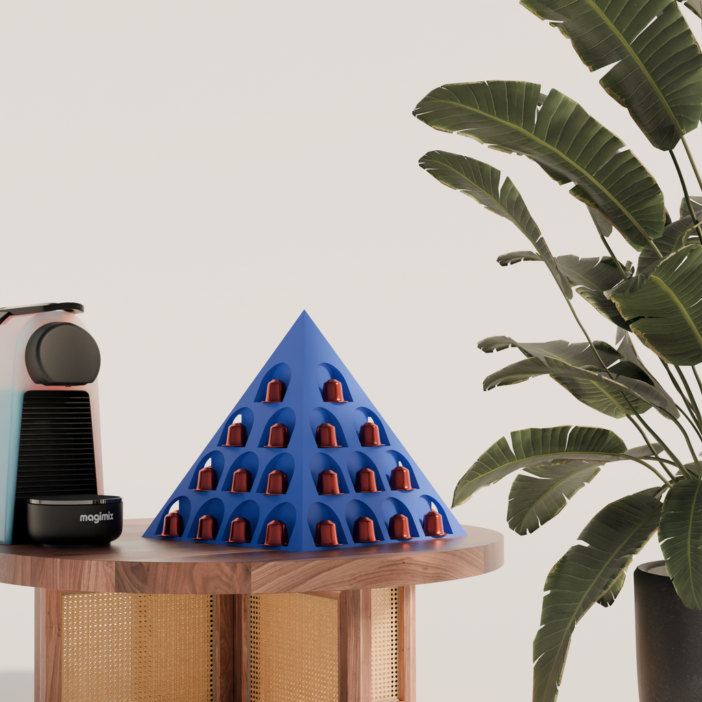 Fiastra Pyramid Nespresso Capsule Organizer - Blue - pyramid blauw sfeerbeeld interieur 1