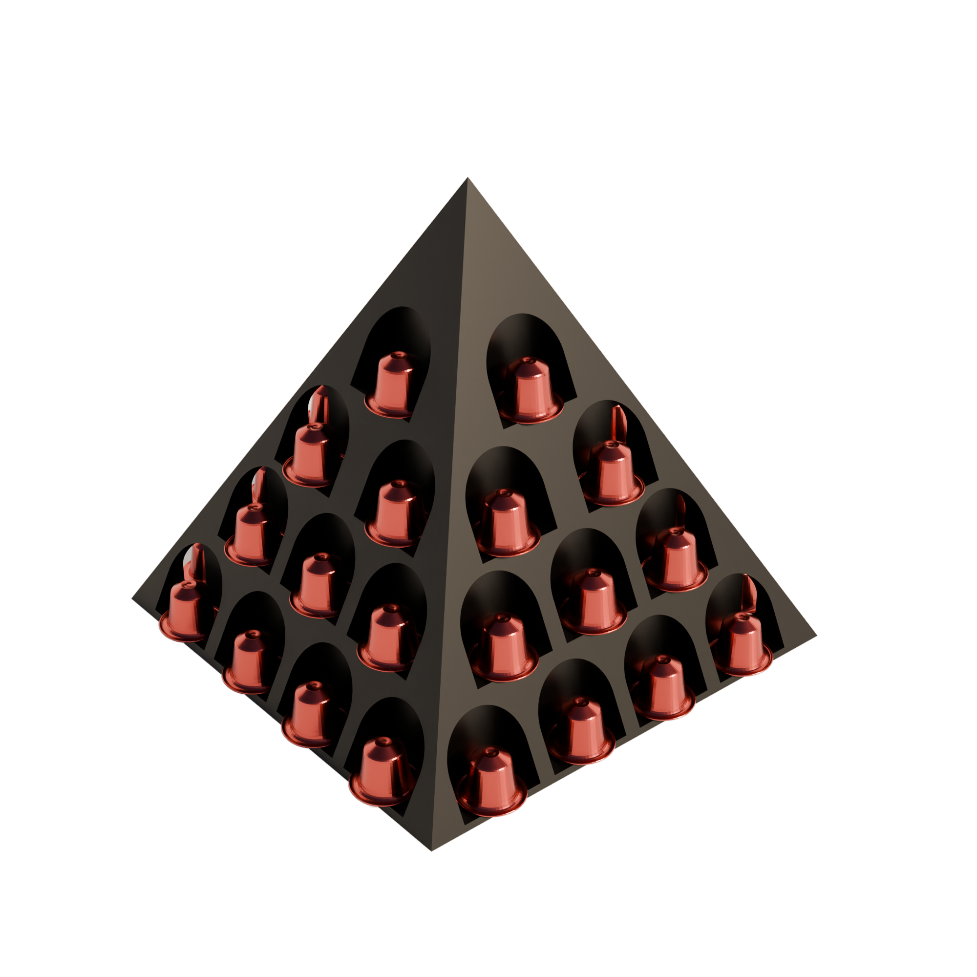 Fiastra Pyramid Nespresso Capsule Organizer - Black - pyramid zwart gevuld schuin vooraanzicht 1