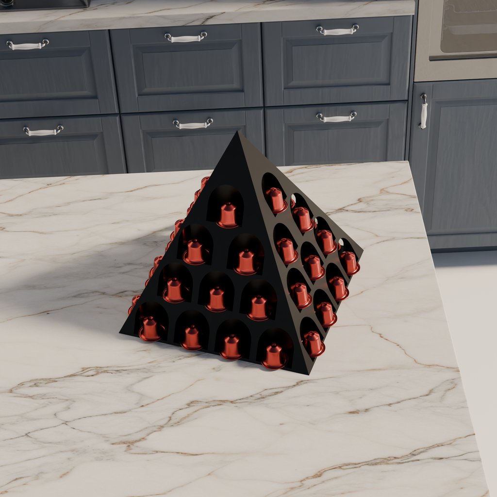 Fiastra Pyramid Nespresso Capsule Organizer - Black - pyramid zwart sfeerbeeld keuken 2